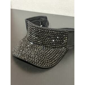 Madd Hatter Black Rhinestone Visor NWT Adjustable Strap